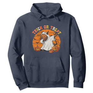 Funny Capybara Halloween Hoodie Trick Or Treat Cute Cappy Boo Ghost TS12 Navy Print Your Wear