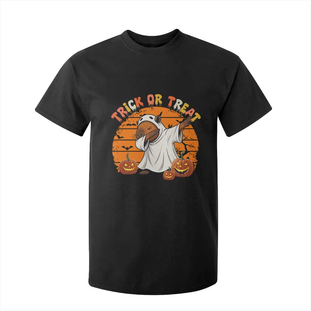 Funny Capybara Halloween T Shirt For Kid Trick Or Treat Cute Cappy Boo Ghost TS12 Black Print Your Wear