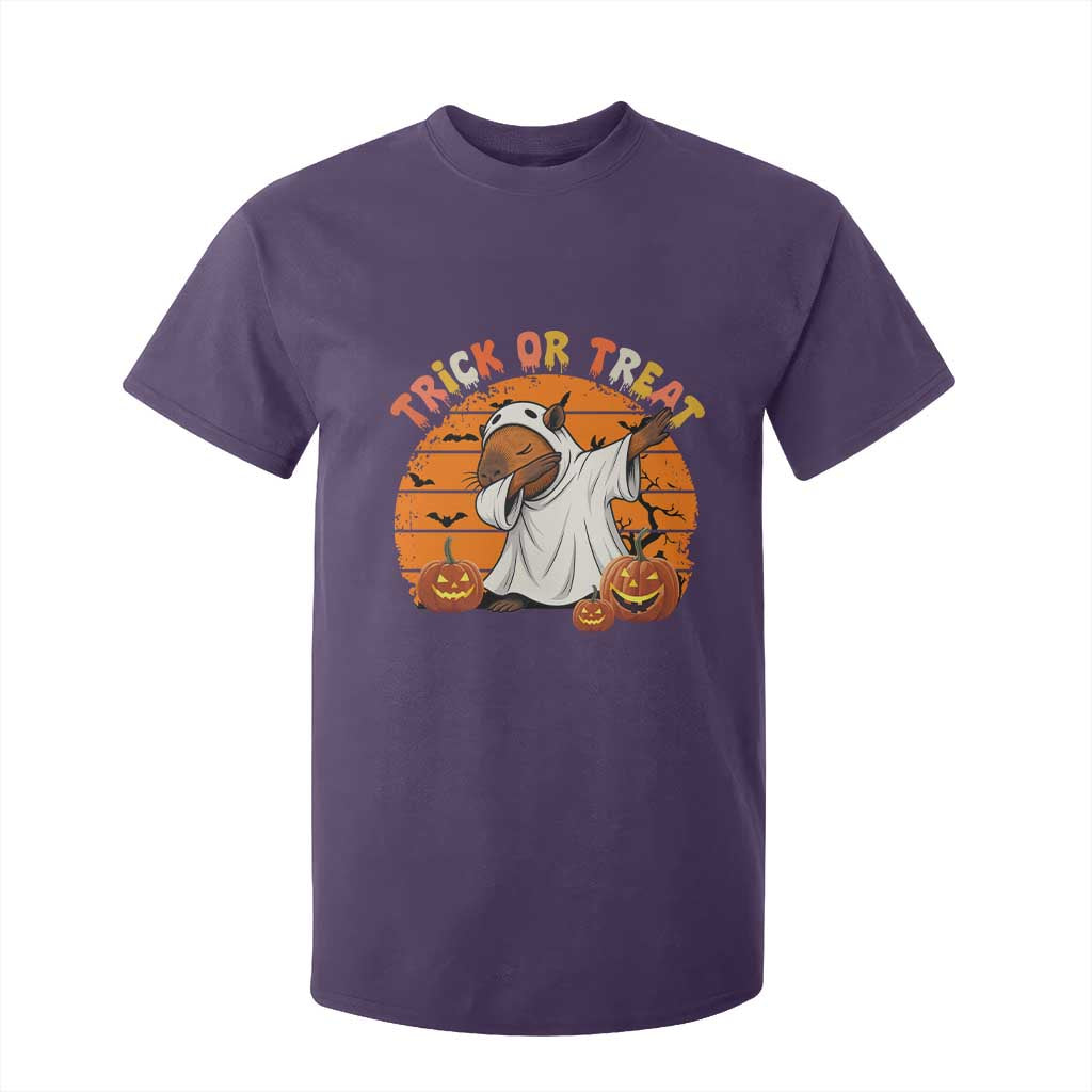 Funny Capybara Halloween T Shirt For Kid Trick Or Treat Cute Cappy Boo Ghost TS12 Purple Print Your Wear