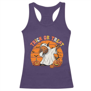 Funny Capybara Halloween Racerback Tank Top Trick Or Treat Cute Cappy Boo Ghost TS12 Purple Print Your Wear