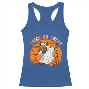 Funny Capybara Halloween Racerback Tank Top Trick Or Treat Cute Cappy Boo Ghost TS12 Royal Blue Print Your Wear