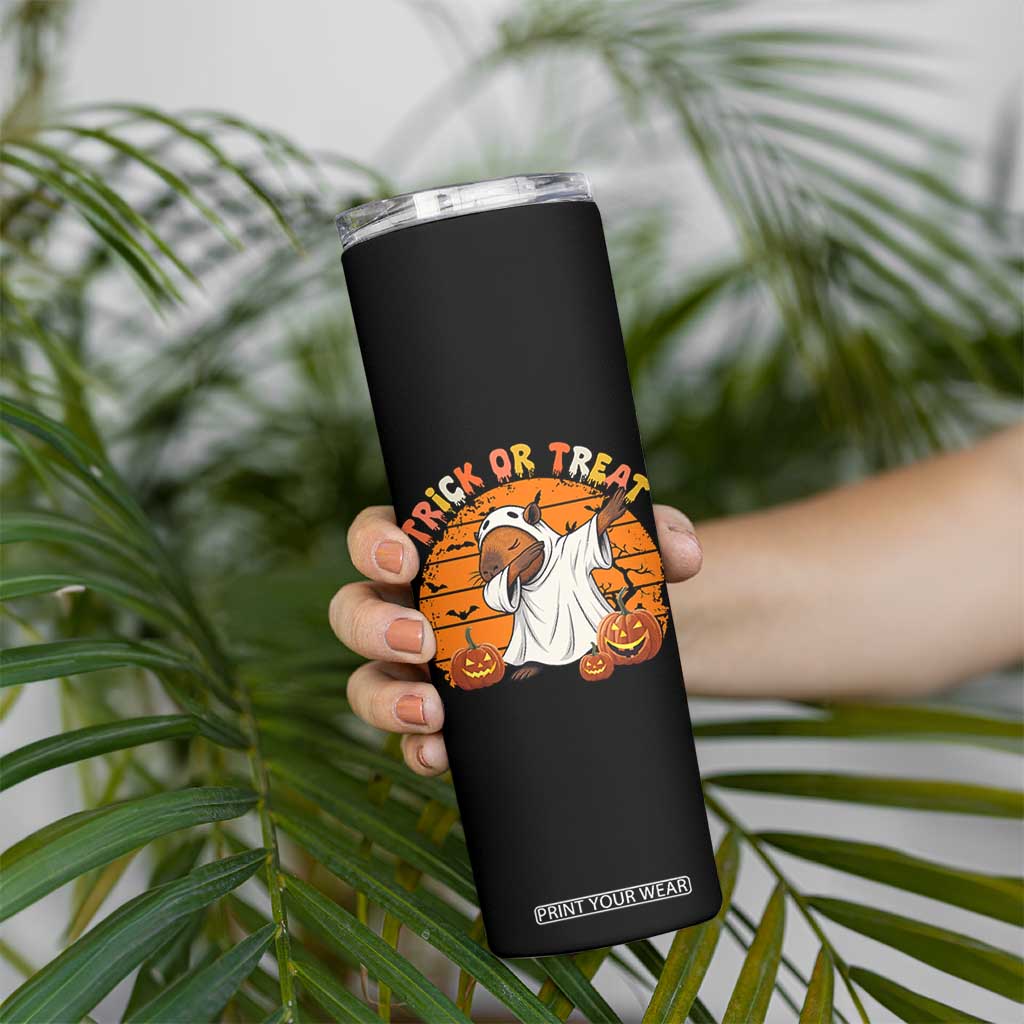 Funny Capybara Halloween Skinny Tumbler Trick Or Treat Cute Cappy Boo Ghost TS12 Print Your Wear