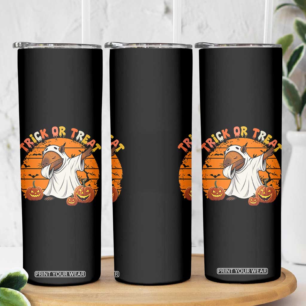 Funny Capybara Halloween Skinny Tumbler Trick Or Treat Cute Cappy Boo Ghost TS12 Print Your Wear