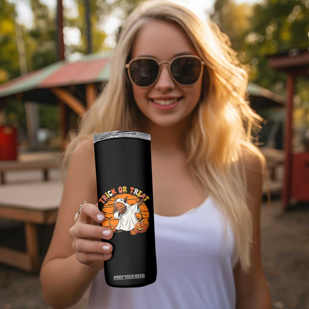 Funny Capybara Halloween Skinny Tumbler Trick Or Treat Cute Cappy Boo Ghost TS12 Print Your Wear