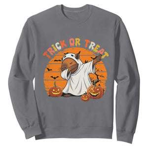 Funny Capybara Halloween Sweatshirt Trick Or Treat Cute Cappy Boo Ghost TS12 Charcoal Print Your Wear
