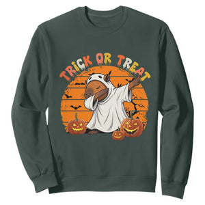 Funny Capybara Halloween Sweatshirt Trick Or Treat Cute Cappy Boo Ghost TS12 Dark Forest Green Print Your Wear