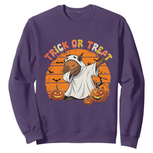 Funny Capybara Halloween Sweatshirt Trick Or Treat Cute Cappy Boo Ghost TS12 Purple Print Your Wear