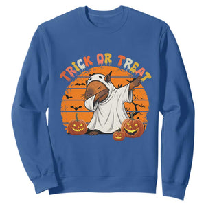 Funny Capybara Halloween Sweatshirt Trick Or Treat Cute Cappy Boo Ghost TS12 Royal Blue Print Your Wear