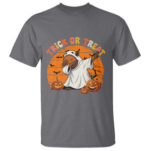 Funny Capybara Halloween T Shirt Trick Or Treat Cute Cappy Boo Ghost TS12 Charcoal Print Your Wear
