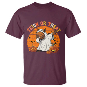 Funny Capybara Halloween T Shirt Trick Or Treat Cute Cappy Boo Ghost TS12 Maroon Print Your Wear
