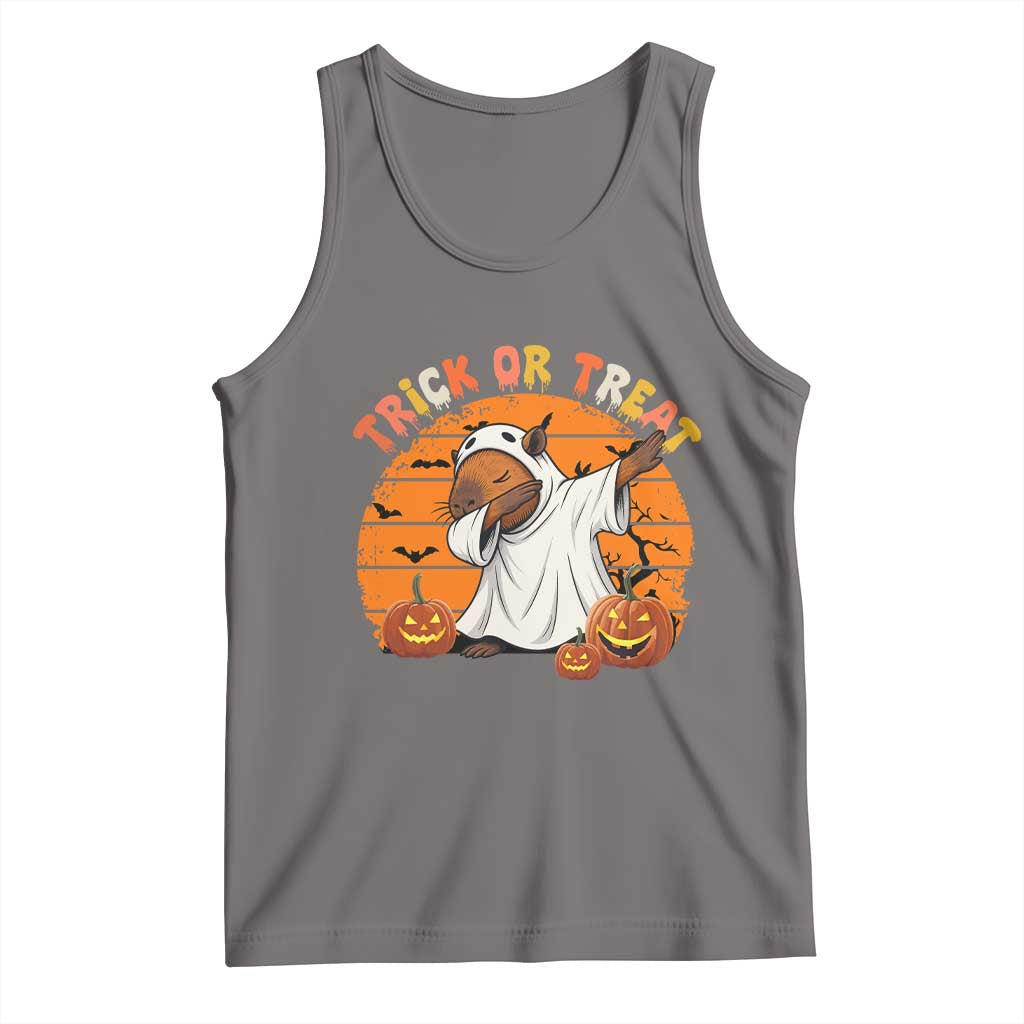 Funny Capybara Halloween Tank Top Trick Or Treat Cute Cappy Boo Ghost TS12 Deep Heather Print Your Wear