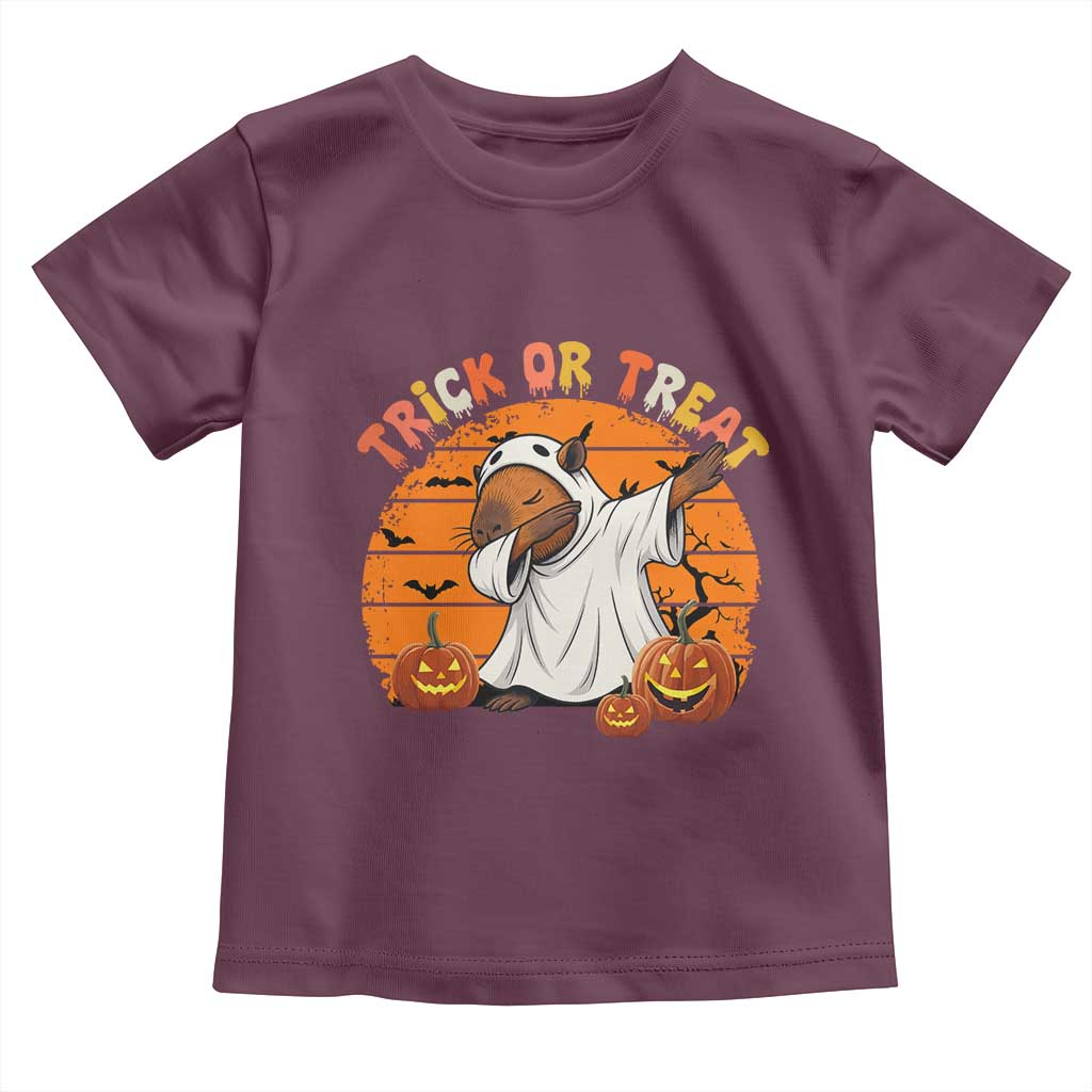 Funny Capybara Halloween Toddler T Shirt Trick Or Treat Cute Cappy Boo Ghost TS12 Maroon Print Your Wear