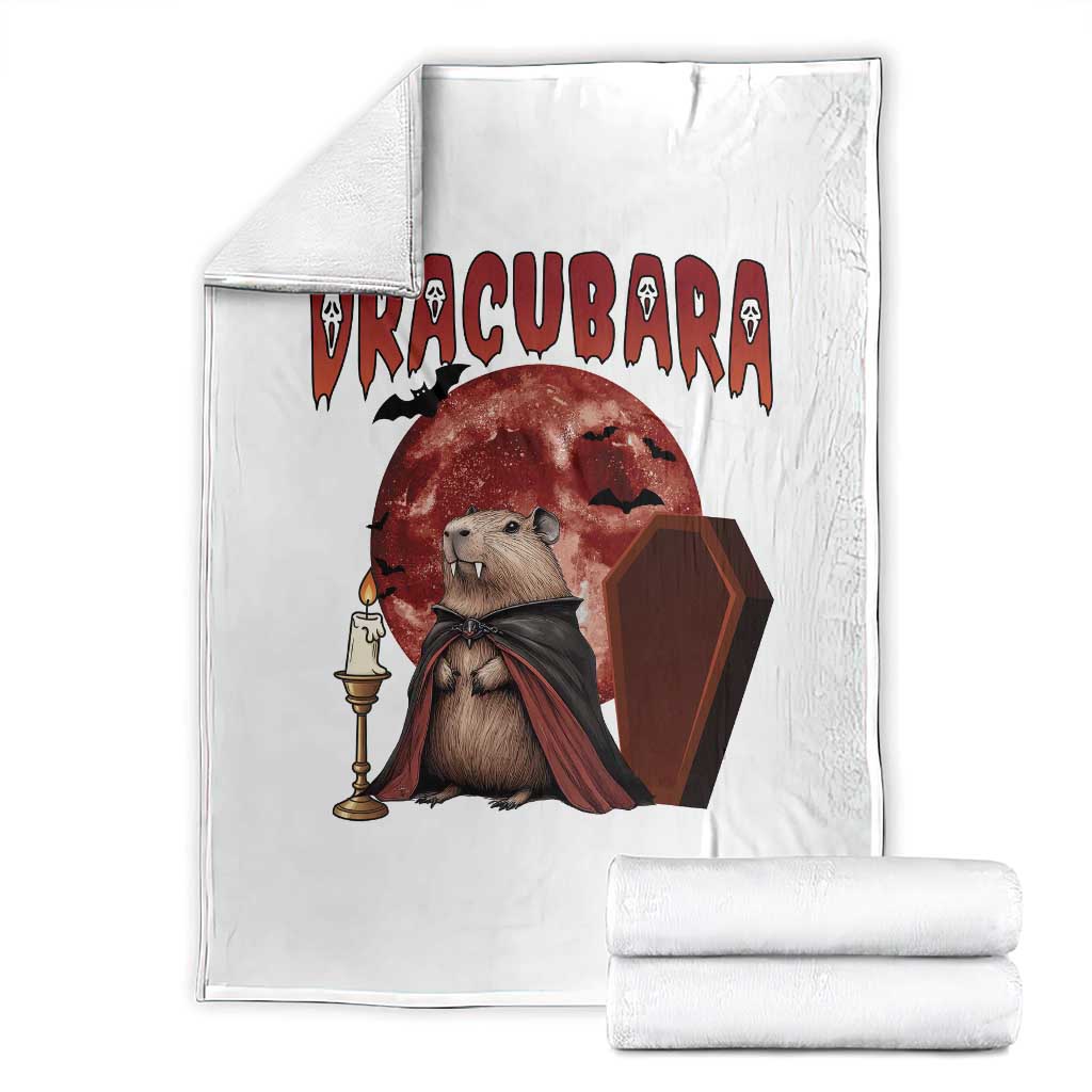 Halloween Capybara Throw Blanket Funny Dracubara In Dracula Outfit TS12 White Print Your Wear