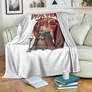 Halloween Capybara Throw Blanket Funny Dracubara In Dracula Outfit TS12 Print Your Wear