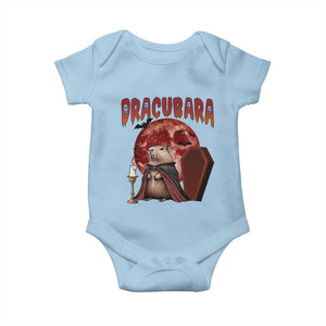 Halloween Capybara Baby Onesie Funny Dracubara In Dracula Outfit TS12 Light Blue Print Your Wear