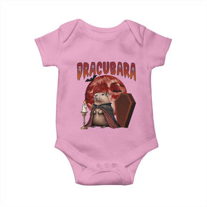 Halloween Capybara Baby Onesie Funny Dracubara In Dracula Outfit TS12 Light Pink Print Your Wear