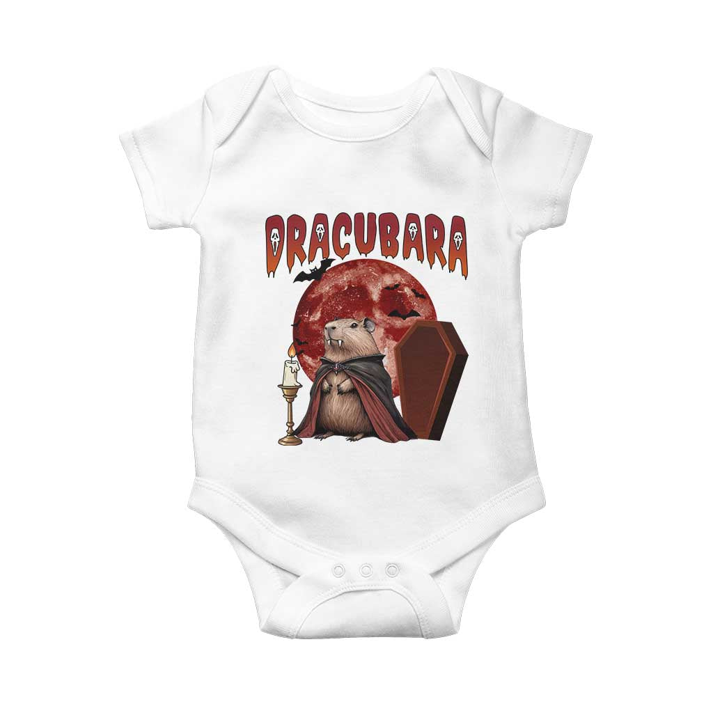 Halloween Capybara Baby Onesie Funny Dracubara In Dracula Outfit TS12 White Print Your Wear