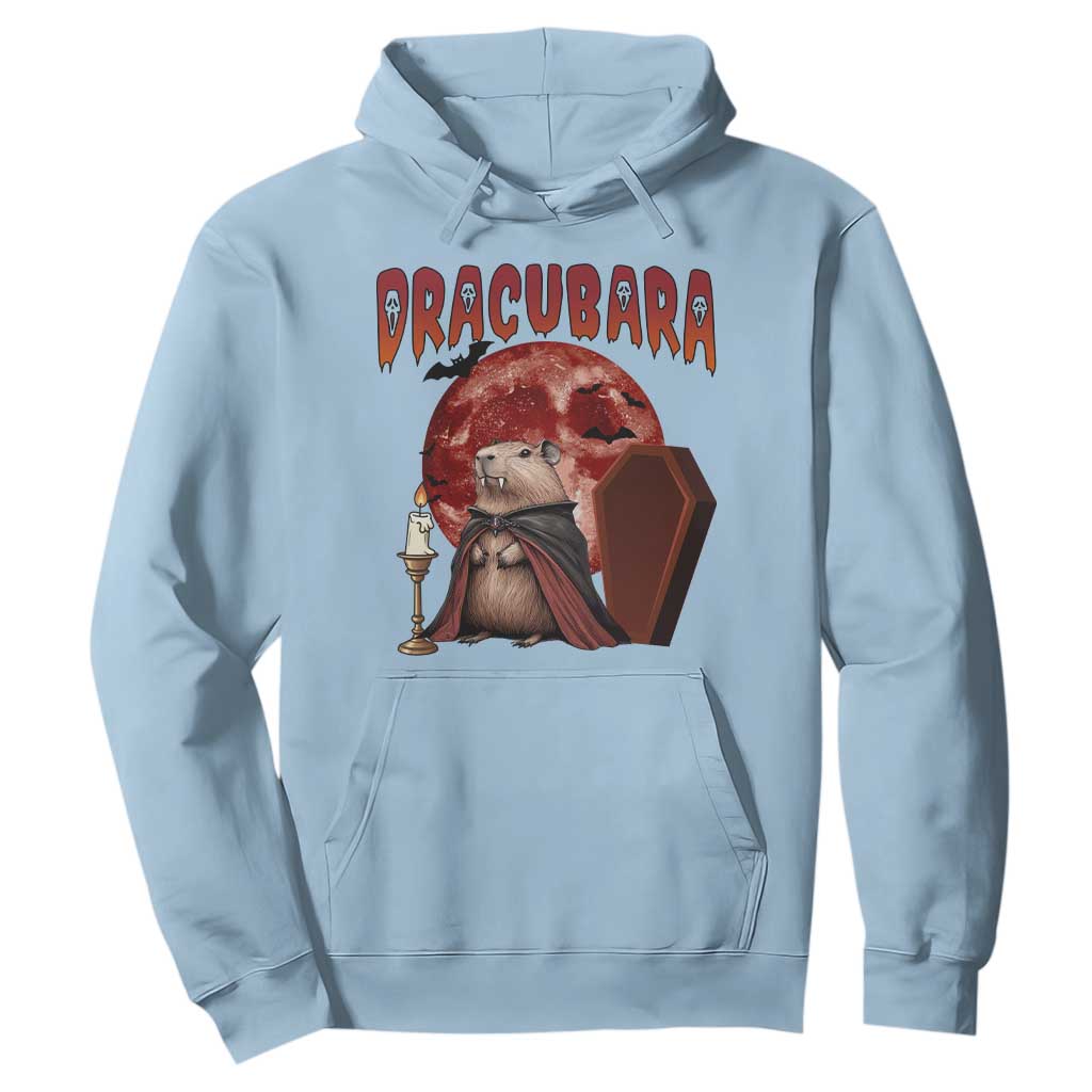 Halloween Capybara Hoodie Funny Dracubara In Dracula Outfit TS12 Light Blue Print Your Wear