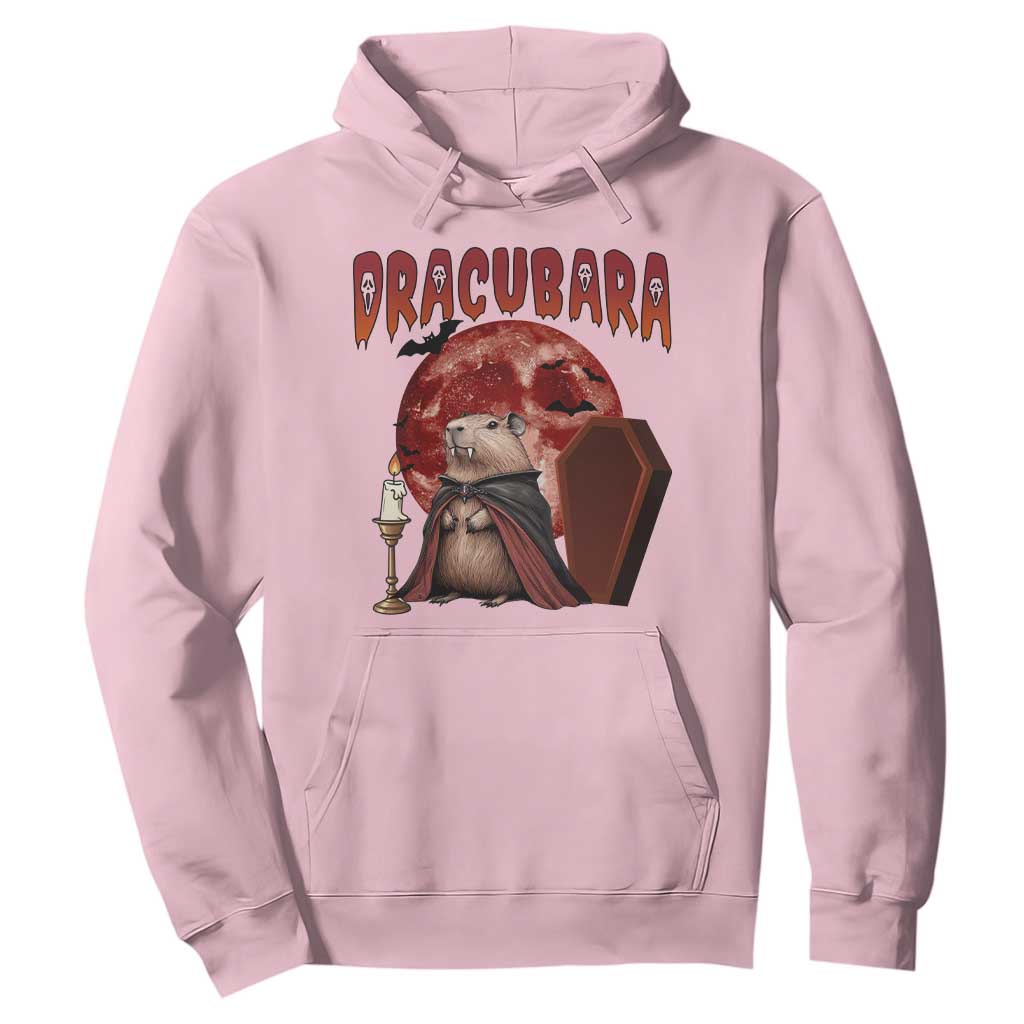 Halloween Capybara Hoodie Funny Dracubara In Dracula Outfit TS12 Light Pink Print Your Wear
