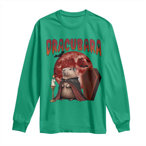 Halloween Capybara Long Sleeve Shirt Funny Dracubara In Dracula Outfit TS12 Irish Green Print Your Wear