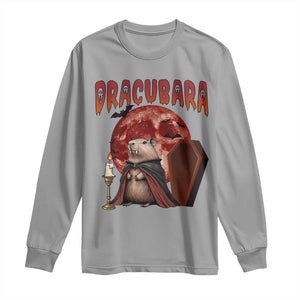 Halloween Capybara Long Sleeve Shirt Funny Dracubara In Dracula Outfit TS12 Sport Gray Print Your Wear