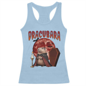 Halloween Capybara Racerback Tank Top Funny Dracubara In Dracula Outfit TS12 Light Blue Print Your Wear