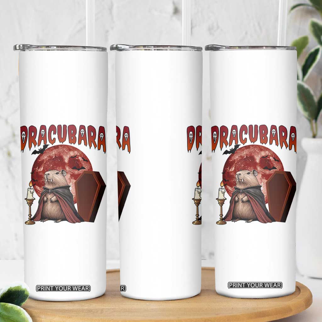 Halloween Capybara Skinny Tumbler Funny Dracubara In Dracula Outfit TS12 Print Your Wear