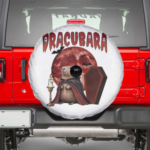 Halloween Capybara Spare Tire Cover Funny Dracubara In Dracula Outfit TS12 White Print Your Wear