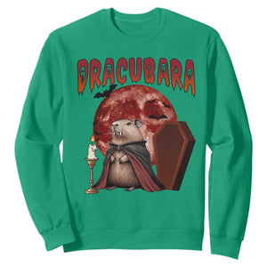 Halloween Capybara Sweatshirt Funny Dracubara In Dracula Outfit TS12 Irish Green Print Your Wear