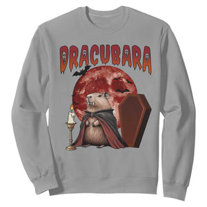 Halloween Capybara Sweatshirt Funny Dracubara In Dracula Outfit TS12 Sport Gray Print Your Wear