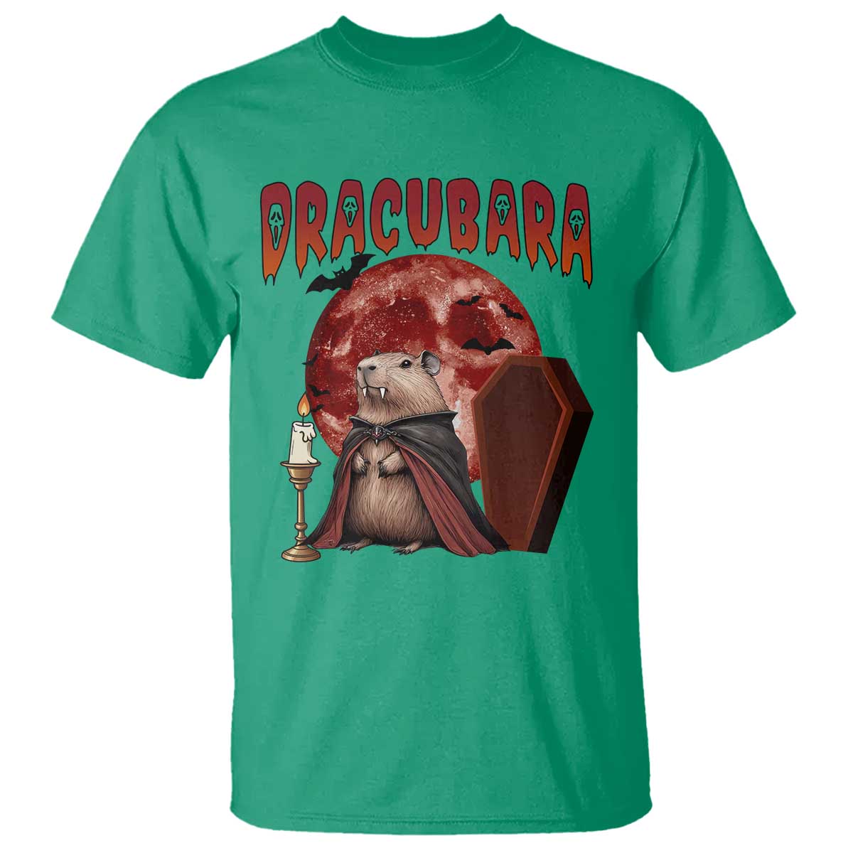 Halloween Capybara T Shirt Funny Dracubara In Dracula Outfit TS12 Irish Green Print Your Wear