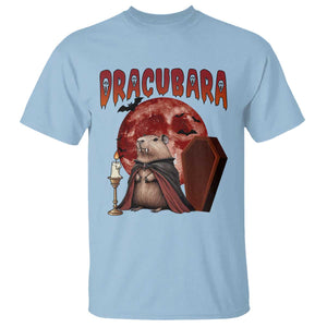 Halloween Capybara T Shirt Funny Dracubara In Dracula Outfit TS12 Light Blue Print Your Wear