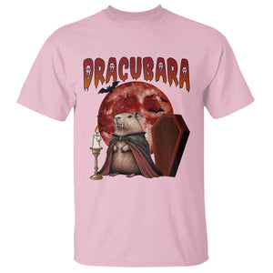 Halloween Capybara T Shirt Funny Dracubara In Dracula Outfit TS12 Light Pink Print Your Wear