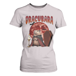 Halloween Capybara T Shirt For Women Funny Dracubara In Dracula Outfit TS12 Ice Gray Print Your Wear
