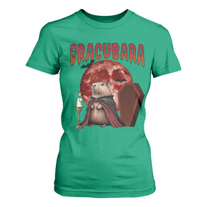 Halloween Capybara T Shirt For Women Funny Dracubara In Dracula Outfit TS12 Irish Green Print Your Wear