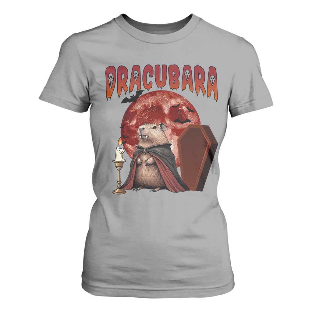 Halloween Capybara T Shirt For Women Funny Dracubara In Dracula Outfit TS12 Sport Gray Print Your Wear