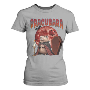 Halloween Capybara T Shirt For Women Funny Dracubara In Dracula Outfit TS12 Sport Gray Print Your Wear
