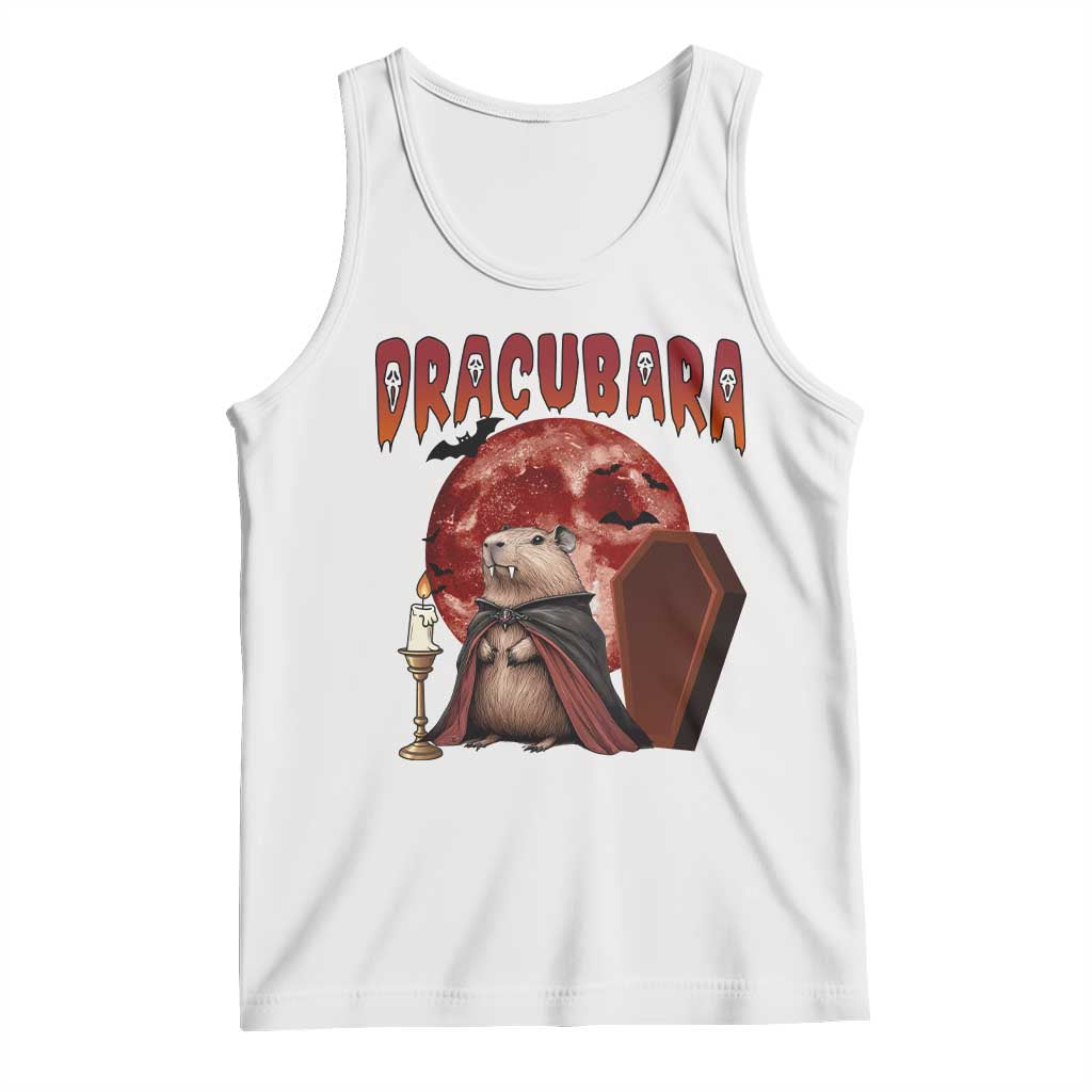 Halloween Capybara Tank Top Funny Dracubara In Dracula Outfit TS12 White Print Your Wear