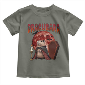 Halloween Capybara Toddler T Shirt Funny Dracubara In Dracula Outfit TS12 Military Green Print Your Wear