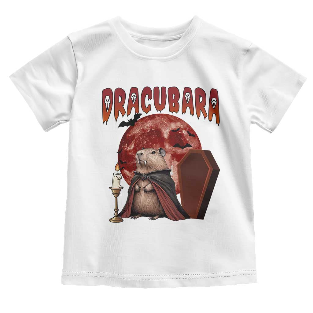 Halloween Capybara Toddler T Shirt Funny Dracubara In Dracula Outfit TS12 White Print Your Wear