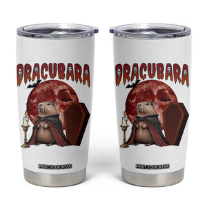 Halloween Capybara Tumbler Cup Funny Dracubara In Dracula Outfit TS12 White Print Your Wear