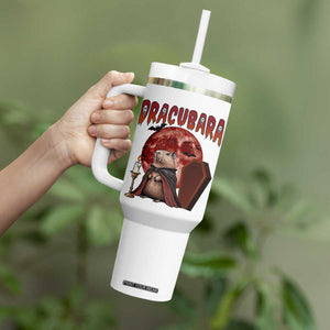 Halloween Capybara Tumbler With Handle Funny Dracubara In Dracula Outfit TS12 Print Your Wear