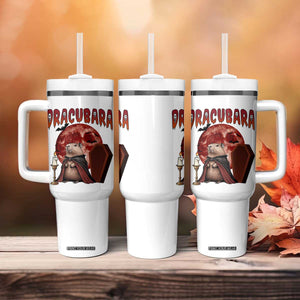 Halloween Capybara Tumbler With Handle Funny Dracubara In Dracula Outfit TS12 Print Your Wear
