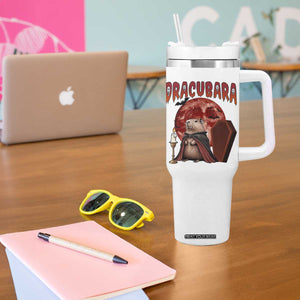Halloween Capybara Tumbler With Handle Funny Dracubara In Dracula Outfit TS12 Print Your Wear