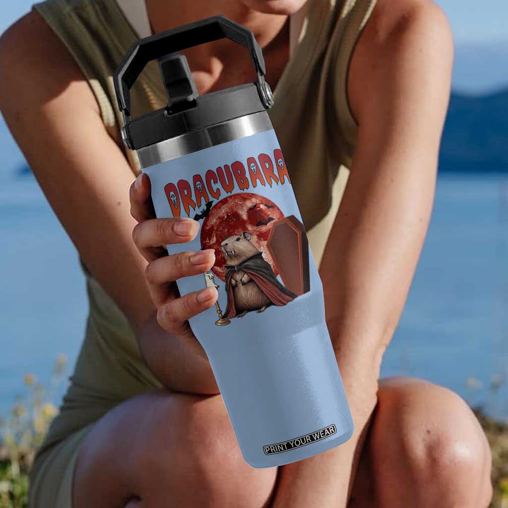 Halloween Capybara Flip Straw Tumbler Funny Dracubara In Dracula Outfit TS12 One Size: 30 oz Light Blue Print Your Wear