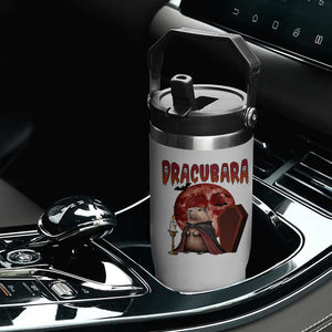 Halloween Capybara Flip Straw Tumbler Funny Dracubara In Dracula Outfit TS12 Print Your Wear