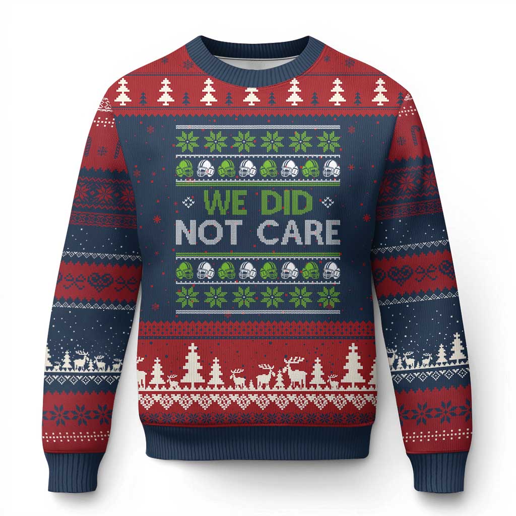 We Did Not Care Ugly Christmas Sweater Ugly Christmas Football Fan Gift TS12 Navy Red Print Your Wear