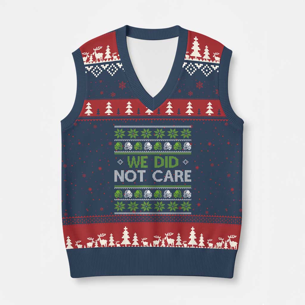 We Did Not Care V-Neck Knit Sweater Vest Ugly Christmas Football Fan Gift TS12 Navy Red Print Your Wear