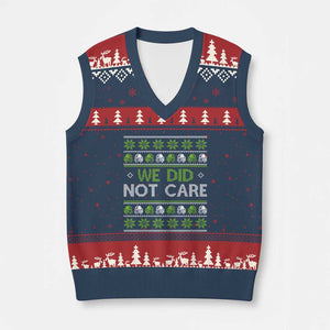 We Did Not Care V-Neck Knit Sweater Vest Ugly Christmas Football Fan Gift TS12 Navy Red Print Your Wear