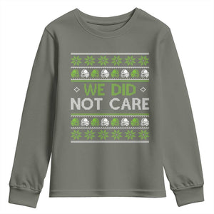 We Did Not Care Youth Sweatshirt Ugly Christmas Football Fan Gift TS12 Military Green Print Your Wear